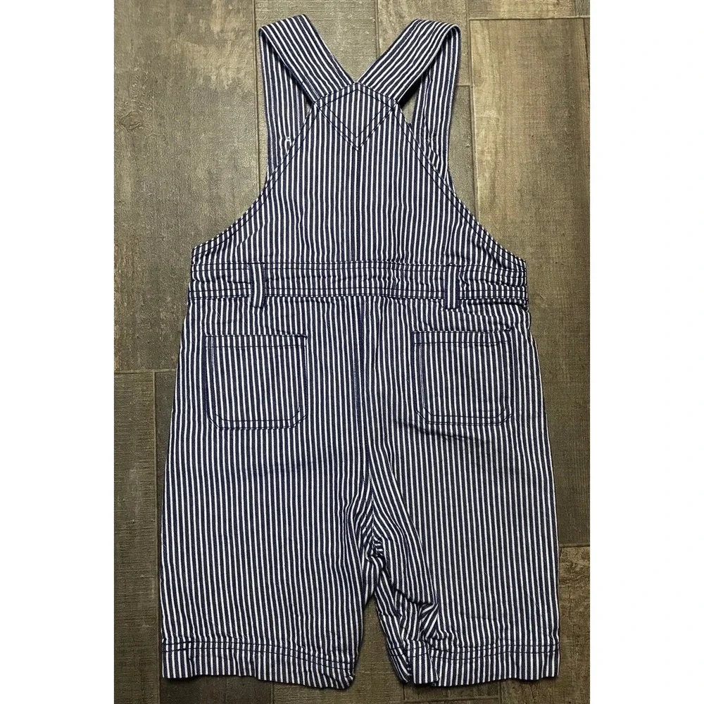 JoJo Maman Bebe Kids Nautical Blue Stripe Sailboat Overalls Shortalls 12 Months